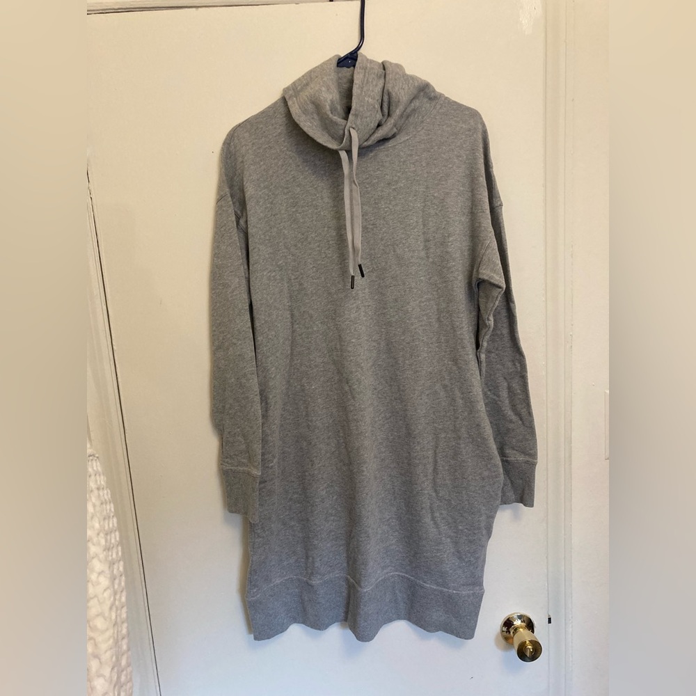 Gray cowl-neck sweatshirt dress